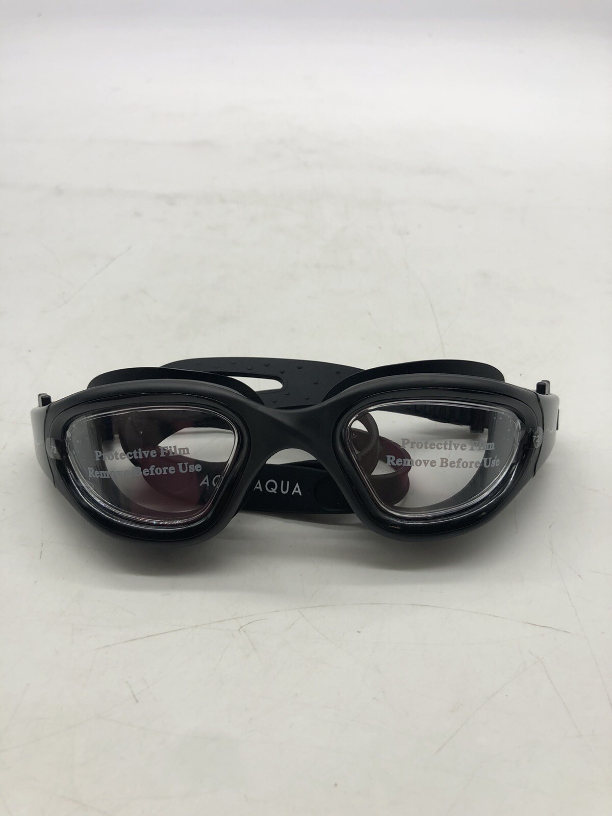 AqtivAqua DX Wide View Swimming Goggles Black Frame Clear Lens Silver Case