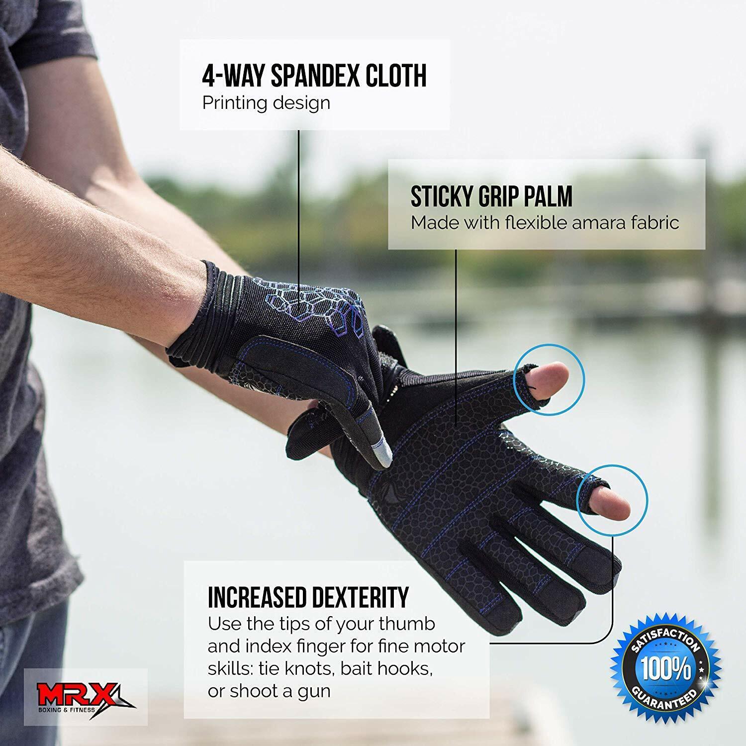 Amara Sailing Gloves Sticky Palm Grip Cut Finger Glove Yachting Kayak Dinghy