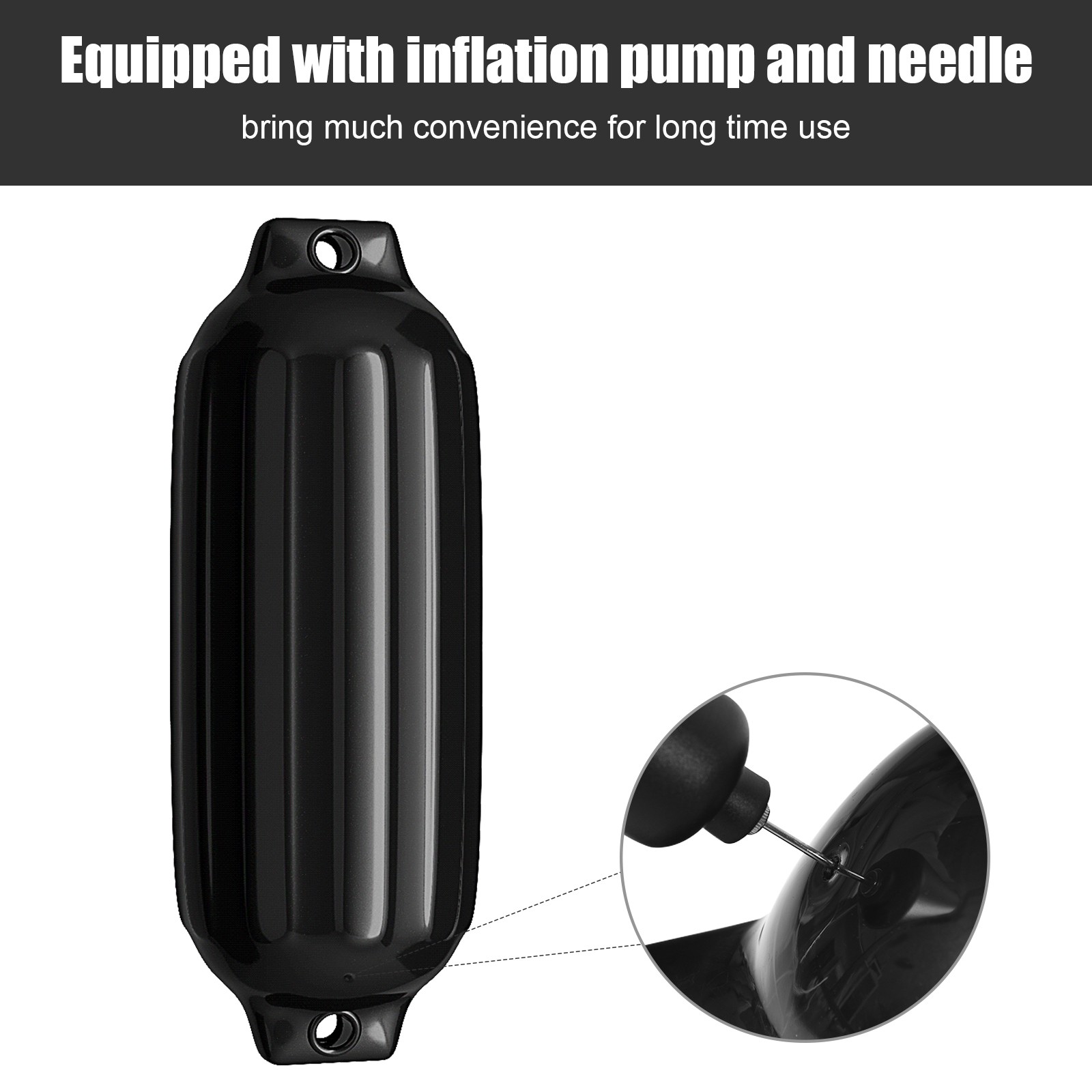 27″ Boat Fenders Hand Inflatable Marine Bumper Shield Protection 4 Pieces Black