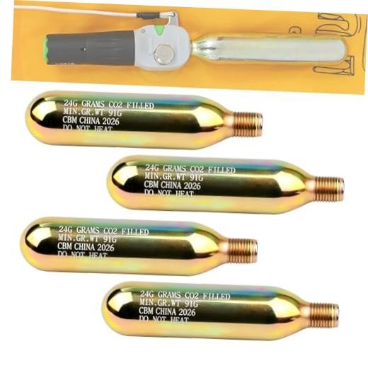 2Gram CO2 Rearming Cylinder 1/2-inch Replacement Thread CO2 4 4-Pack Metal