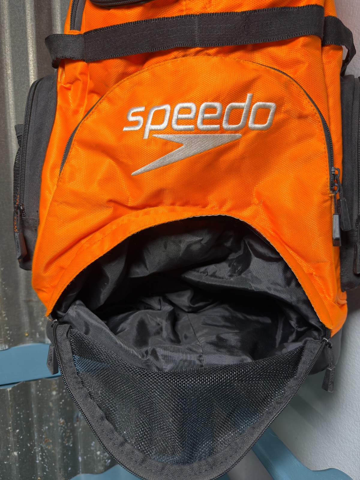 Speedo Teamster 35L Vibrant Orange Black Swim Meet Bag Gear Backpack Lifeguard