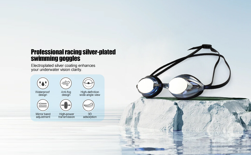 Professional Swimming Goggles Adult Anti-Fog UV Waterproof Silicone Seal