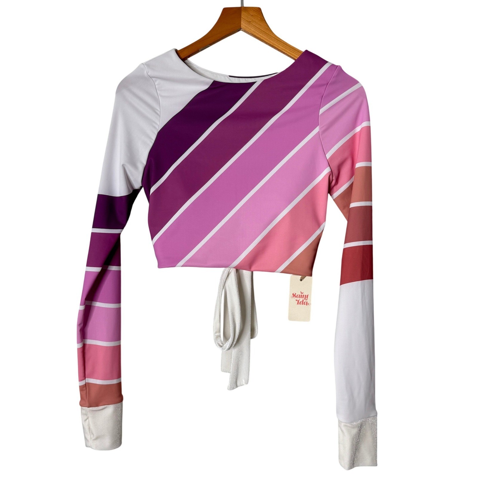 Saint Ida Purple Sands Rainbow Long Sleeve Rashguard Swim Top Womens Small NEW