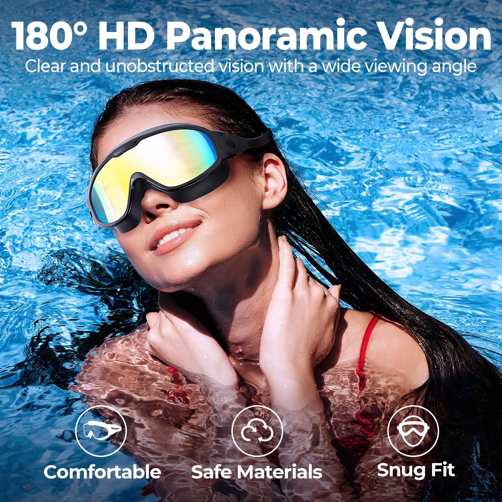 GMOX Swimming Goggles 2/3pcs with Earplugs & Nose Clip, Adjustable Anti Fog