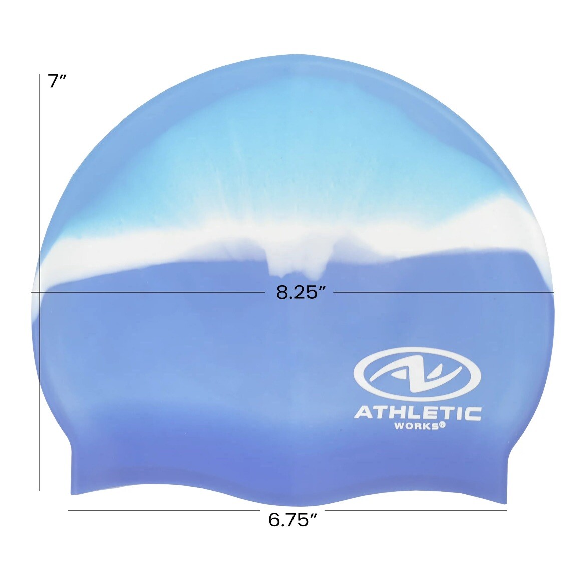 ATHLETIC WORKS Junior / Youth Swim Cap 100% Silicone Latex Free – Ice Blue