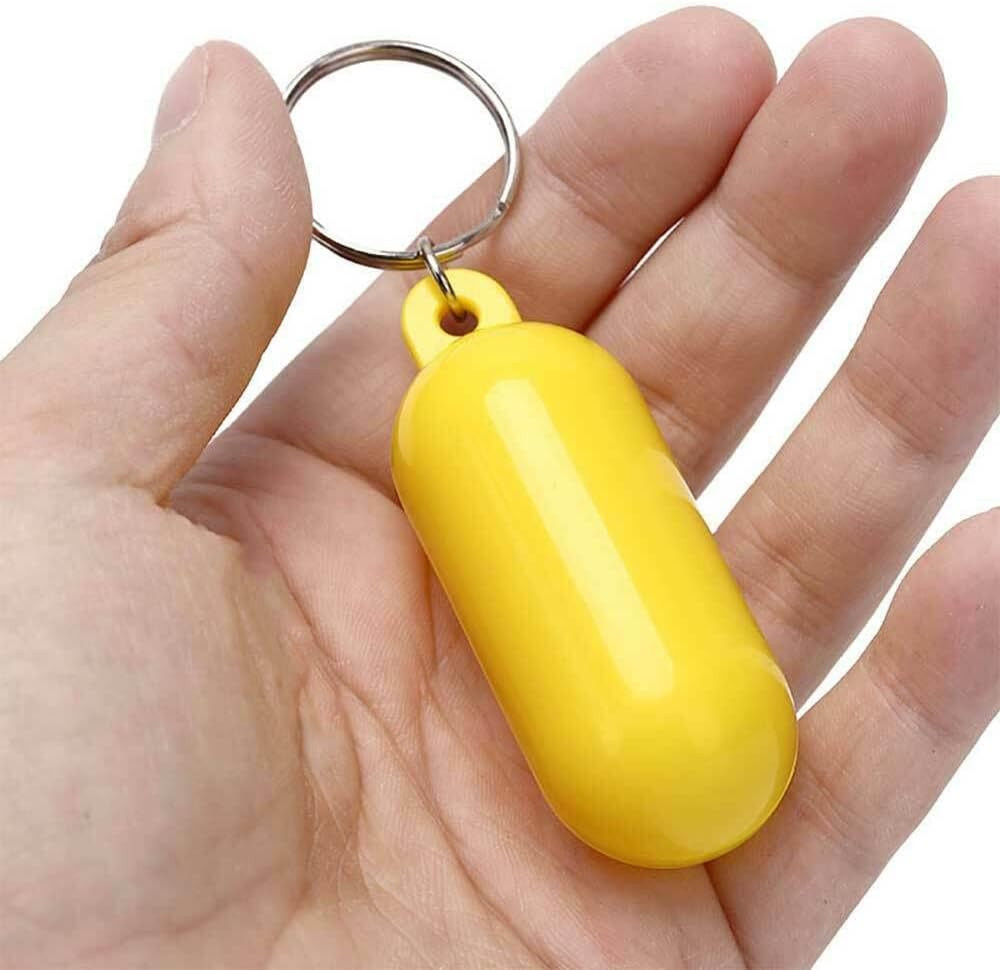 5Pcs Boat Floating Keychains 2.68X0.98In Yellow Buoy Float Key Pendant Oval Shap