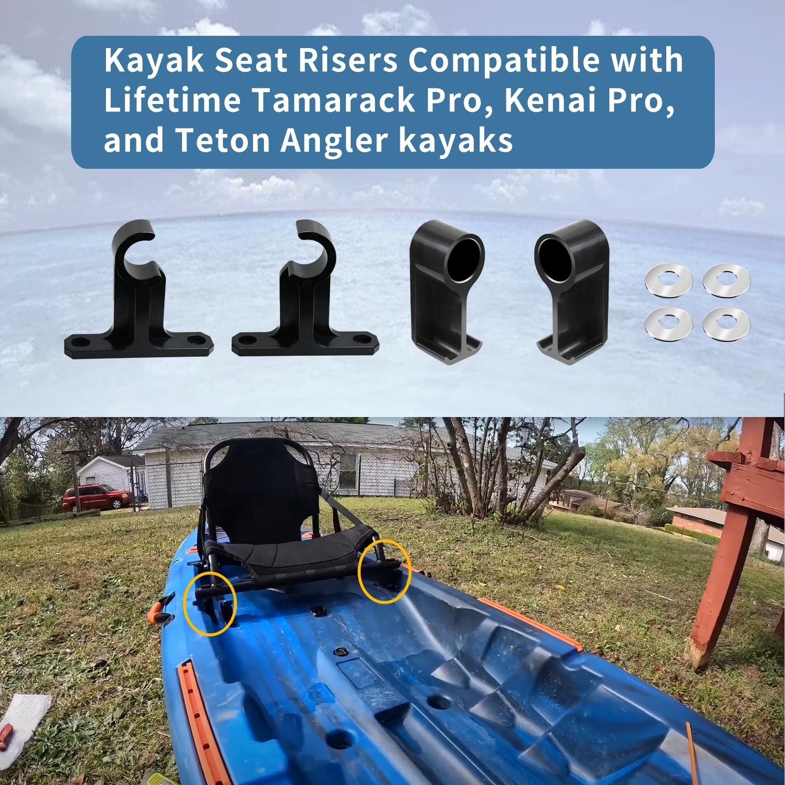 Kayak Seat Risers 2 Inches Height for Lifetime Tamarack Pro Kenai Pro Teton