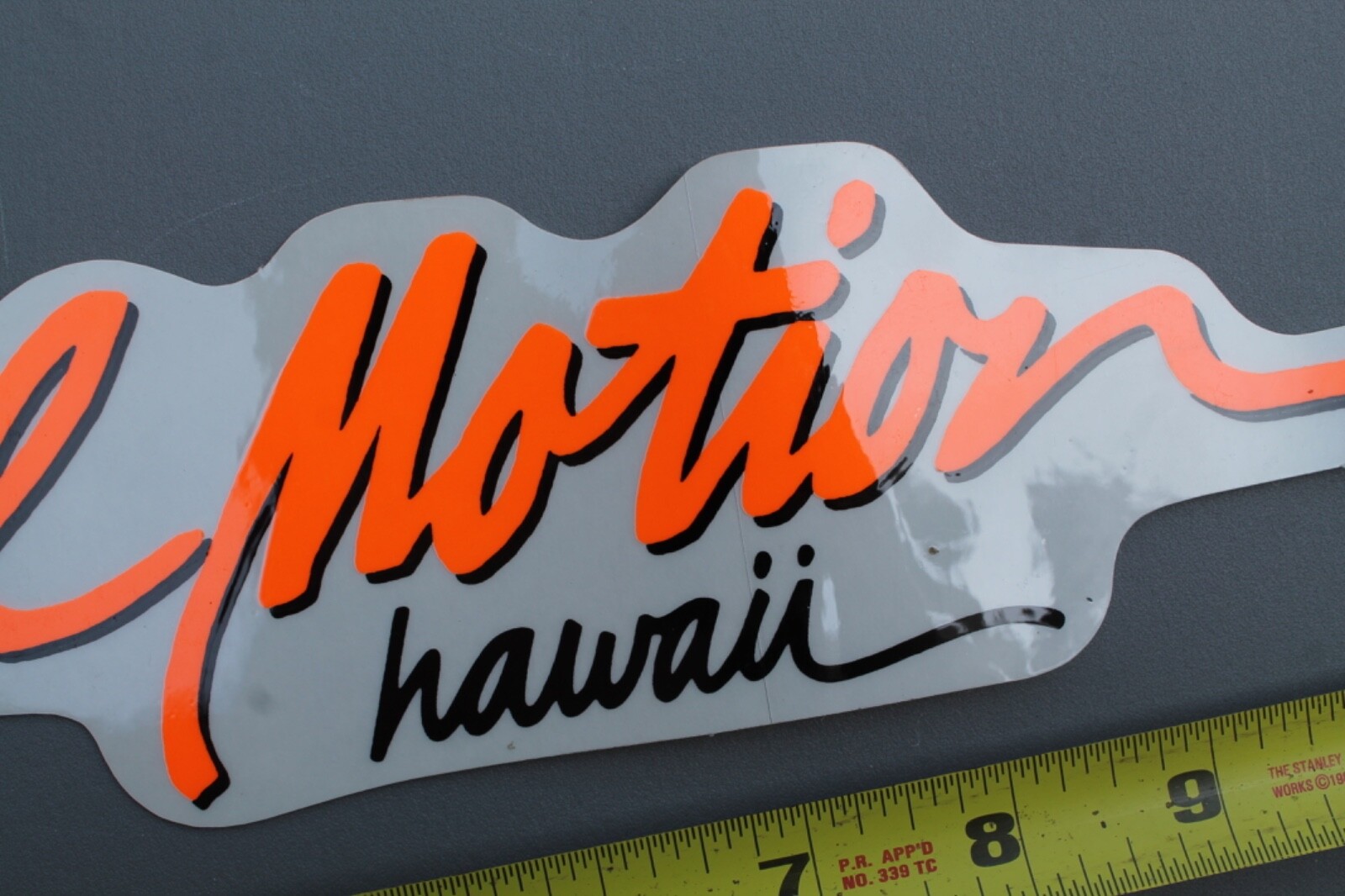 LOCAL MOTION Hawaii Surfboard Clear Neon Orange 80’s LM1 Vintage Surfing STICKER