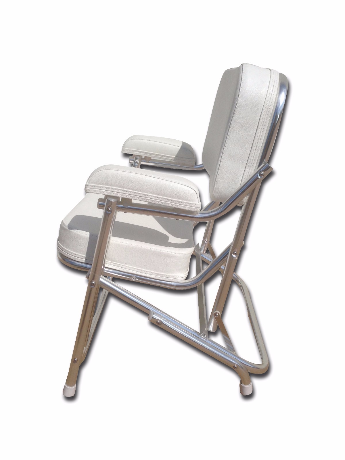 Pactrade Marine Folding Deck Chair White UV Resistant Vinyl 1″ Anodized Aluminum
