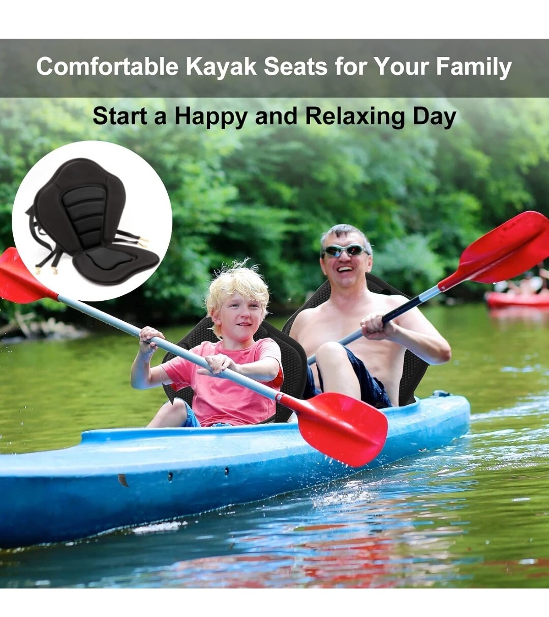 HLOGREE 1/2PCK Kayak Seats,Thicken Seat Cushion for Kayak,Padded Kayak Seat New