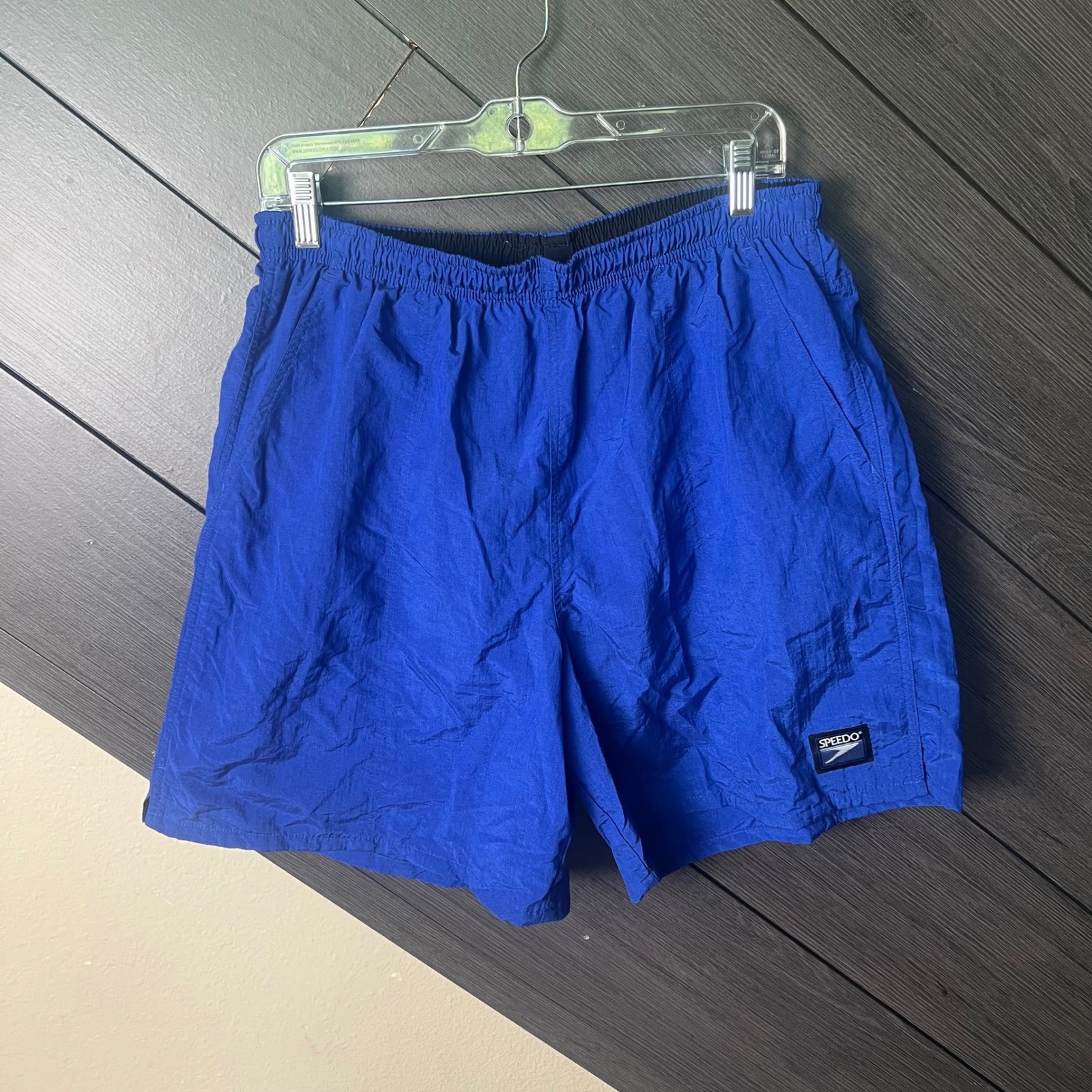 Speedo Men’s Swim Trunks Blue Nylon Water Repellent Pocket Large Beach