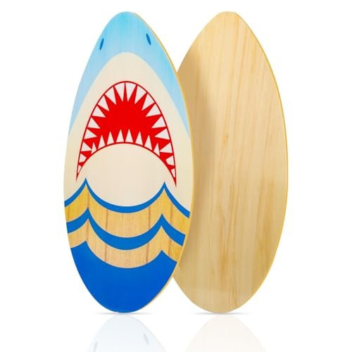 Skimboard 35 Inch Skim Boards for Beach Adults ＆ Kids, High Gloss Coat SHARK