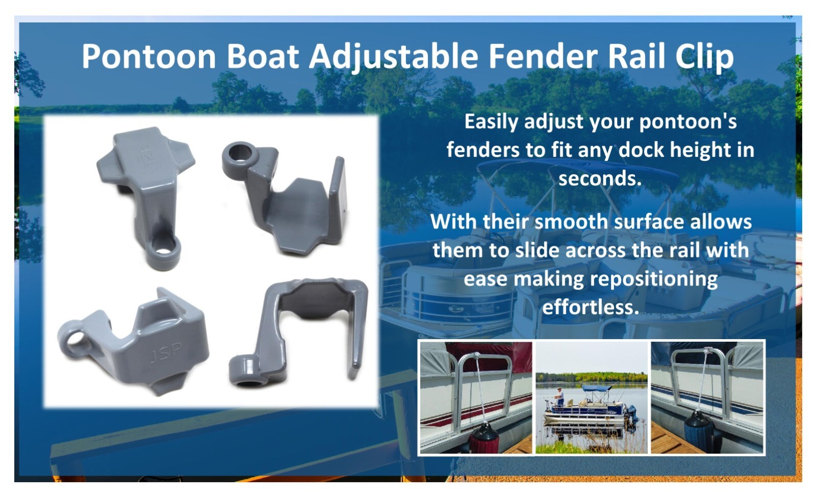 Plastic Pontoon Boat Square Rail Fender Adjuster Hanger Clip – Pick a Pack