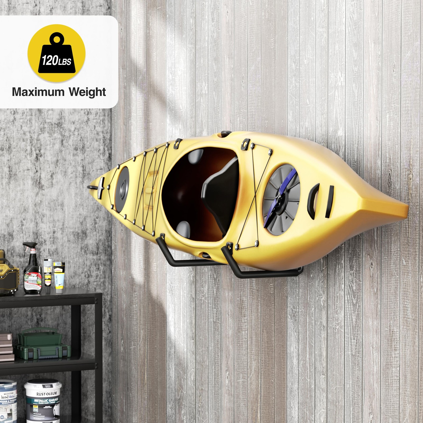 Heavy Duty Garage Storage Hooks 120 LB Capacity Wall Mount Kayak Ladder
