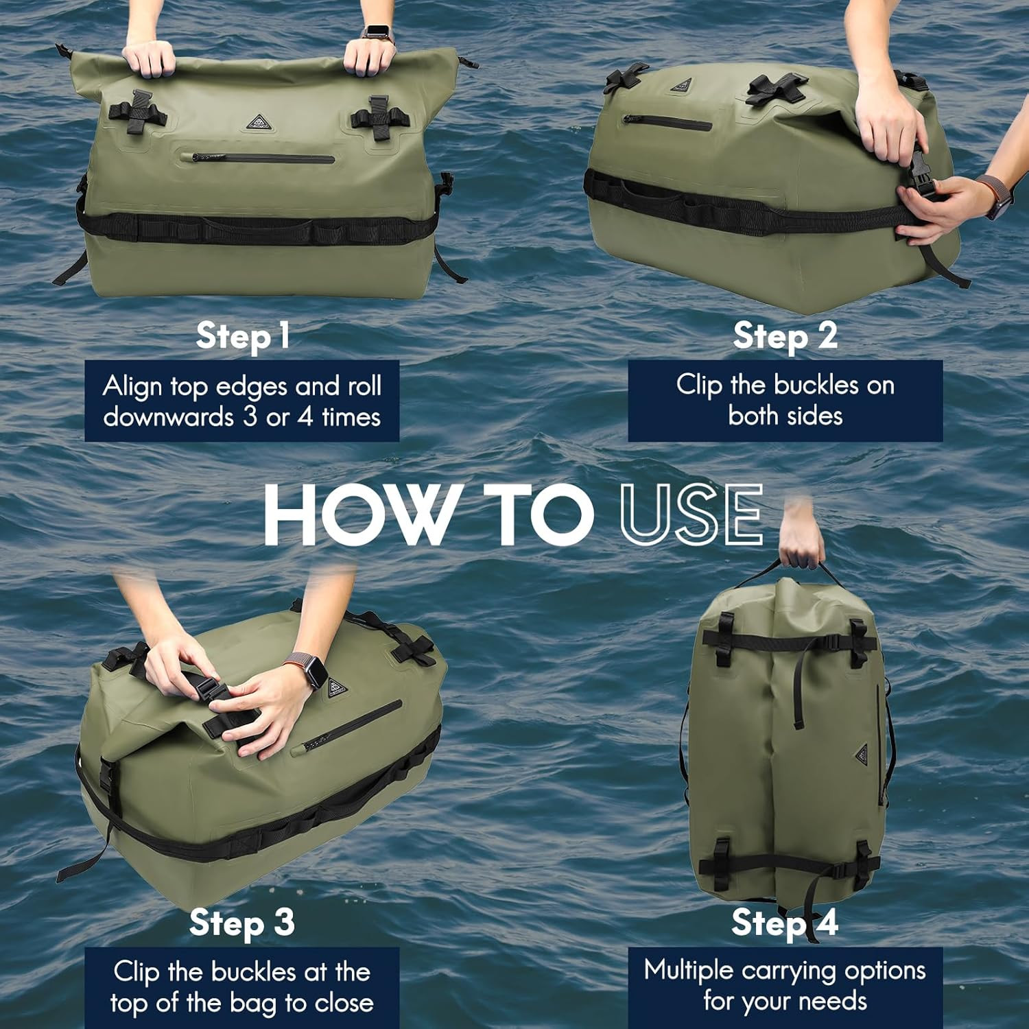60L/90L Waterproof Dry Duffle Backpack for Boating, Kayaking & Travel