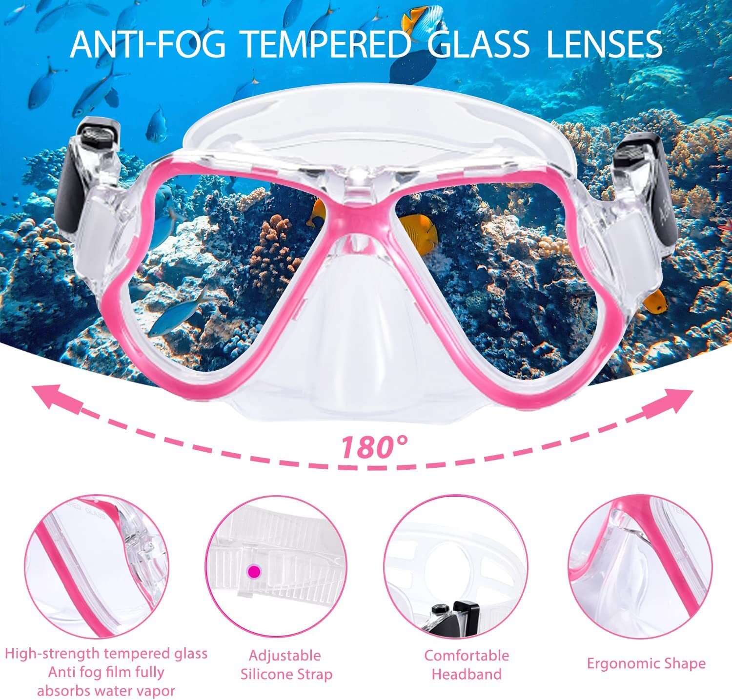 Mask Fin Snorkel Set for 3-8 Years Old Kids w/Carrying Bag for Snorkeling Swim