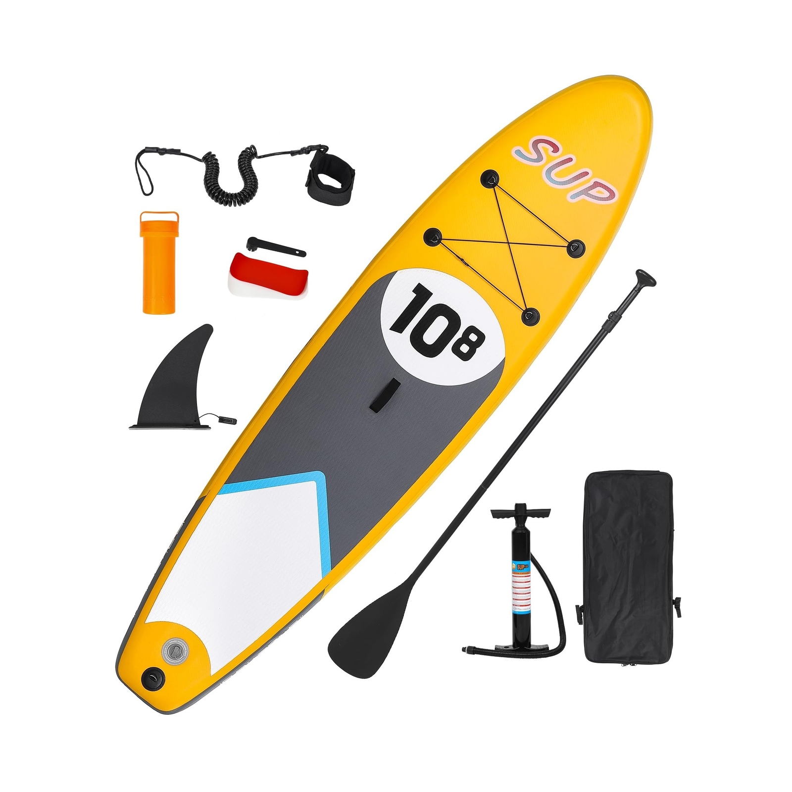 Surfboard – 10.8 Ft, Stand Up, 3 Detachable Fins, Lightweight Foam, Non-Slip …