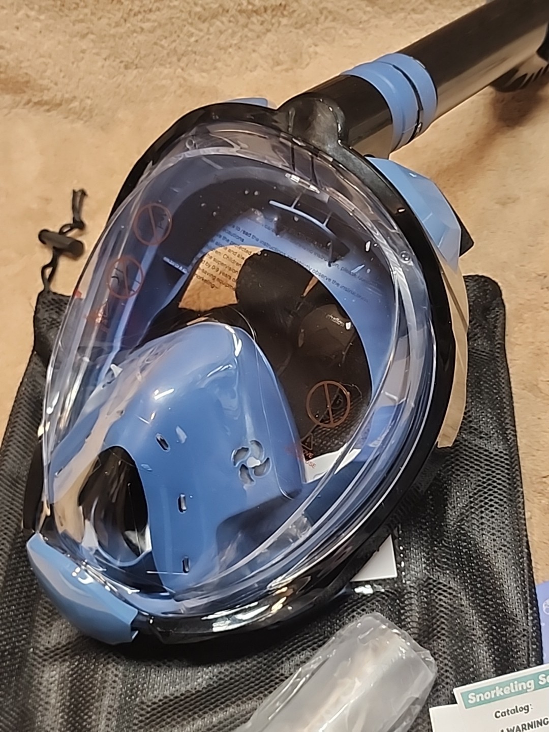 Greatever G2 Full Face Snorkel Mask Latest Dry Top System Foldable L / XL Blue