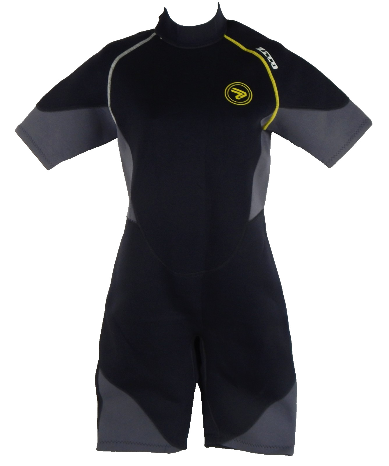 ZCCO Wetsuit Short Black /Gray + Yellow Stich MS201 L Large Neoprene Class B 3M