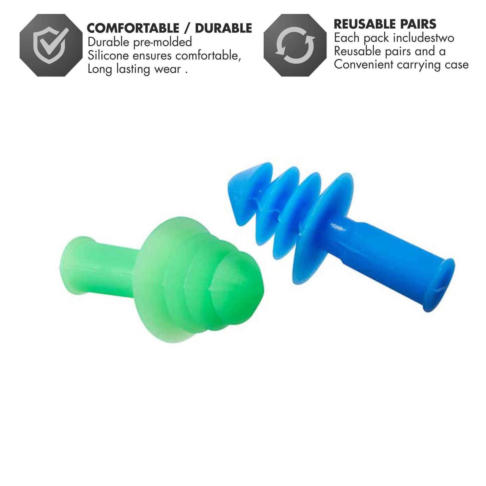 TYR Ergo Flex Ear Plugs4pk Swimming Equipment, Blue/Green, All