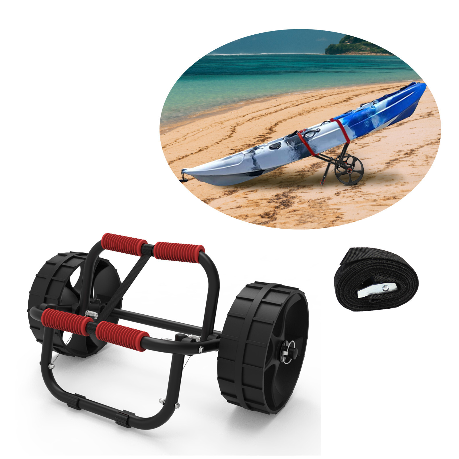Foldable Durable Kayak Canoe Boat Carrier Cart Trailer Trolley Dolly Sand Wheels