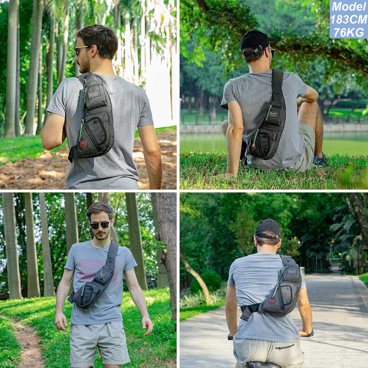 NICGID Sling Bag Chest Shoulder Backpack Crossbody Bags Casual Army Green
