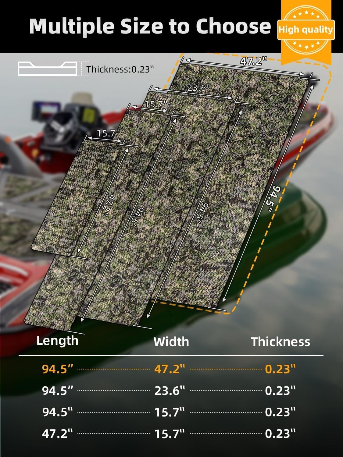 FOCEAN Boat Flooring EVA Foam Boat Decking Camo Marine Flooring Self-Adhesive