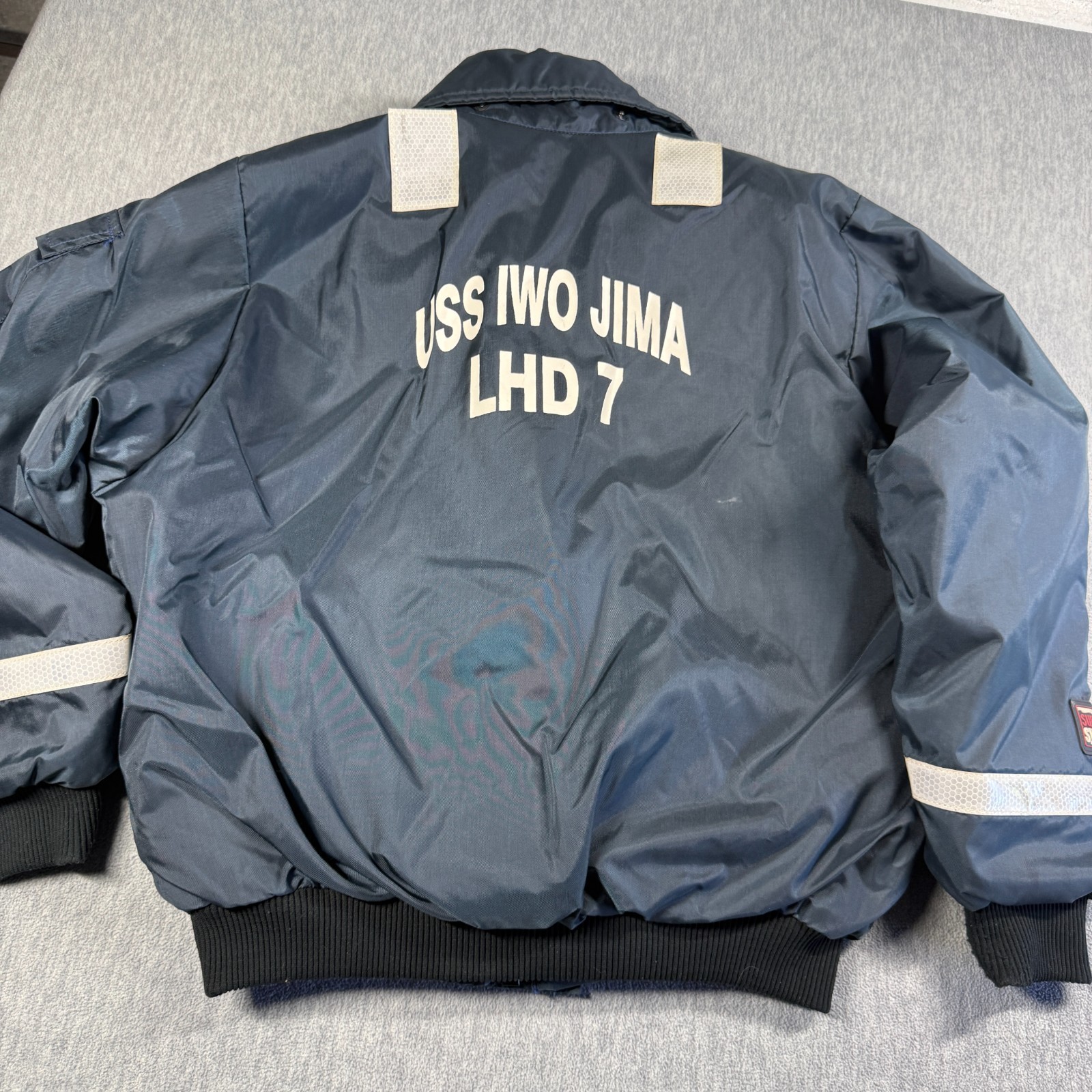 Mustang Survival Jacket Men L Navy Blue Flotation Aid Type III PFD Safety Bomber
