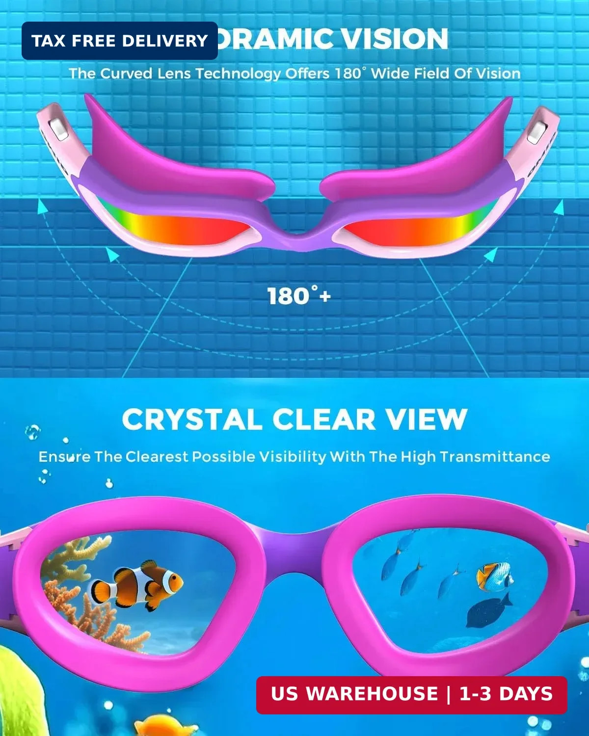 OMID Kids Swim Goggles, P2mini Lite Clear Lens Anti-Fog UV Protection Comfortabl