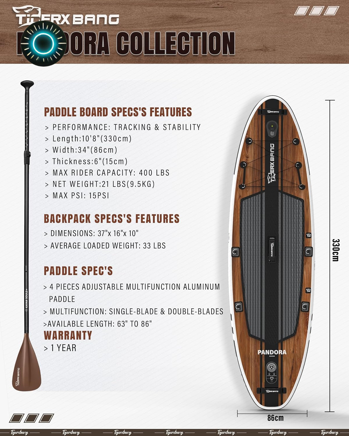 TIGERXBANG Paddle Board 10.8′ Stand Up Paddle Board with Premium Complete In…