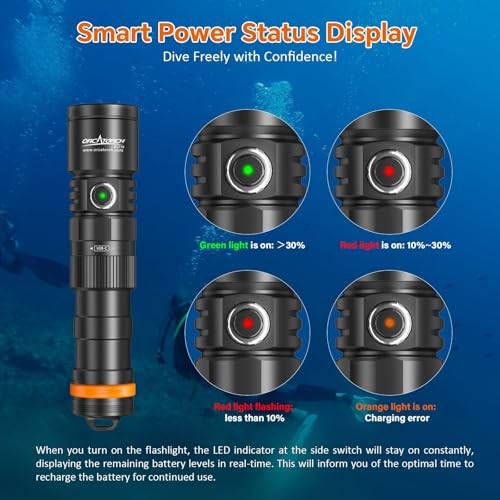 ORCATORCH DC710 Scuba Dive Light 3000 Lumen Rechargeable Underwater