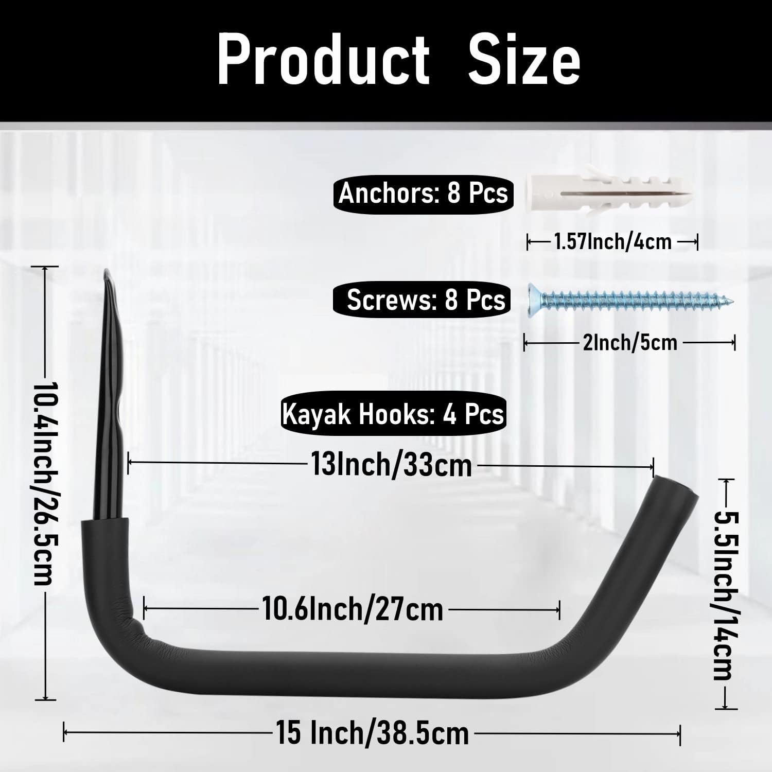 Kayak Storage Hook, Heavy Duty Steel Kayak Storage Rack, Wall Mount Garage Hange