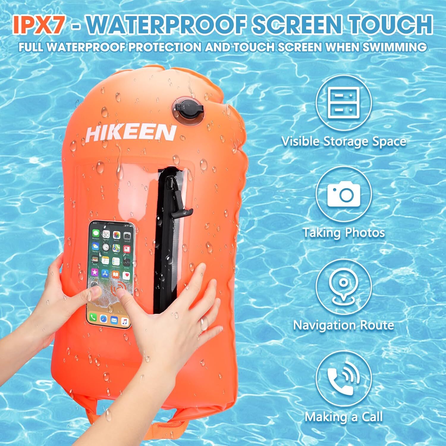 Swimming Buoy Tow Floats for Open Water Swimming, Swim Buoy Dry Bag Phone Case