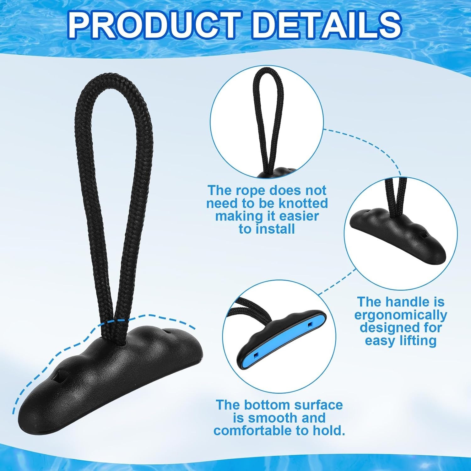 4 Pieces Kayak Handles Kit Canoe Carry Handle Pull Handle T Handle with Cord …