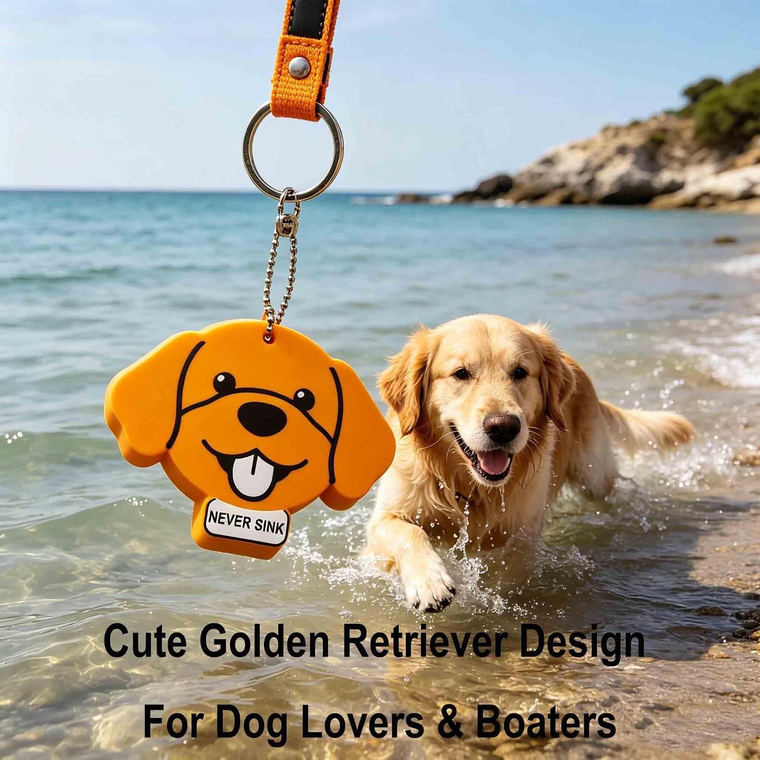 Floating Keychain for Keys, Retriever Dog Buoy with Chain, Buoyant Key Float …