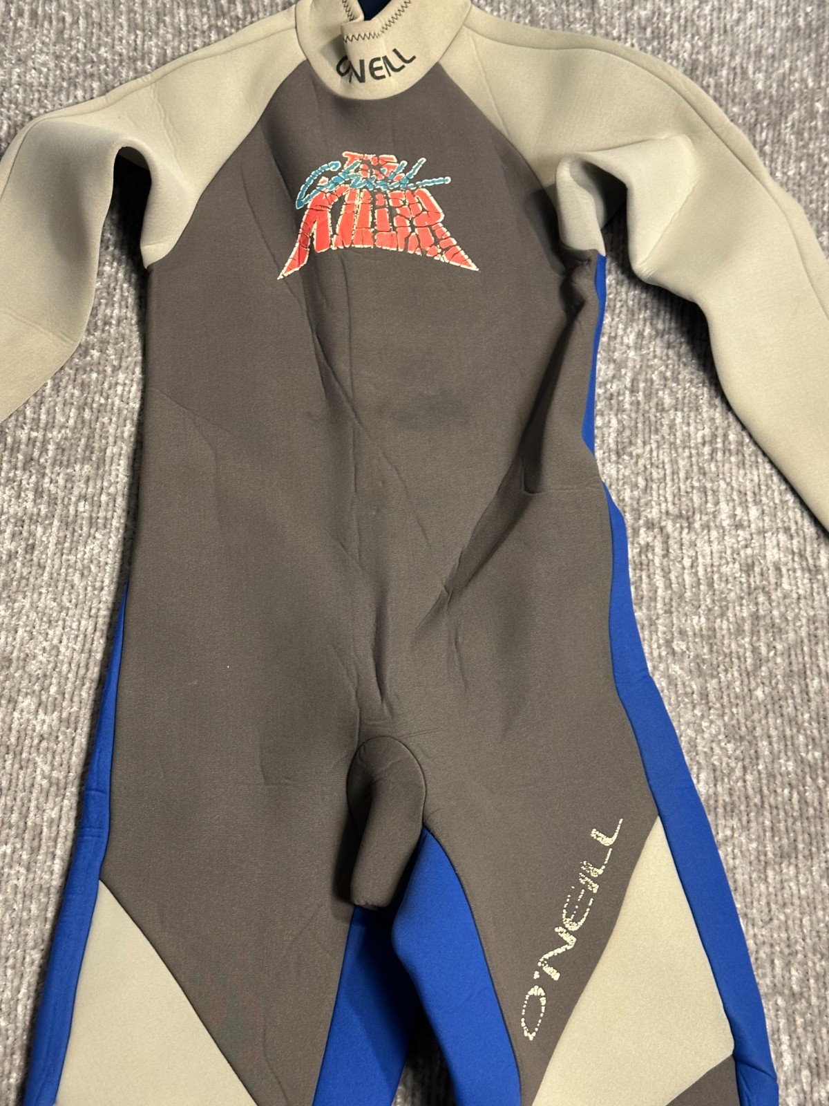 Vintage O’Neill RT-20 The Chill Killer Full Wetsuit Youth Size 14 Blue Gray Surf