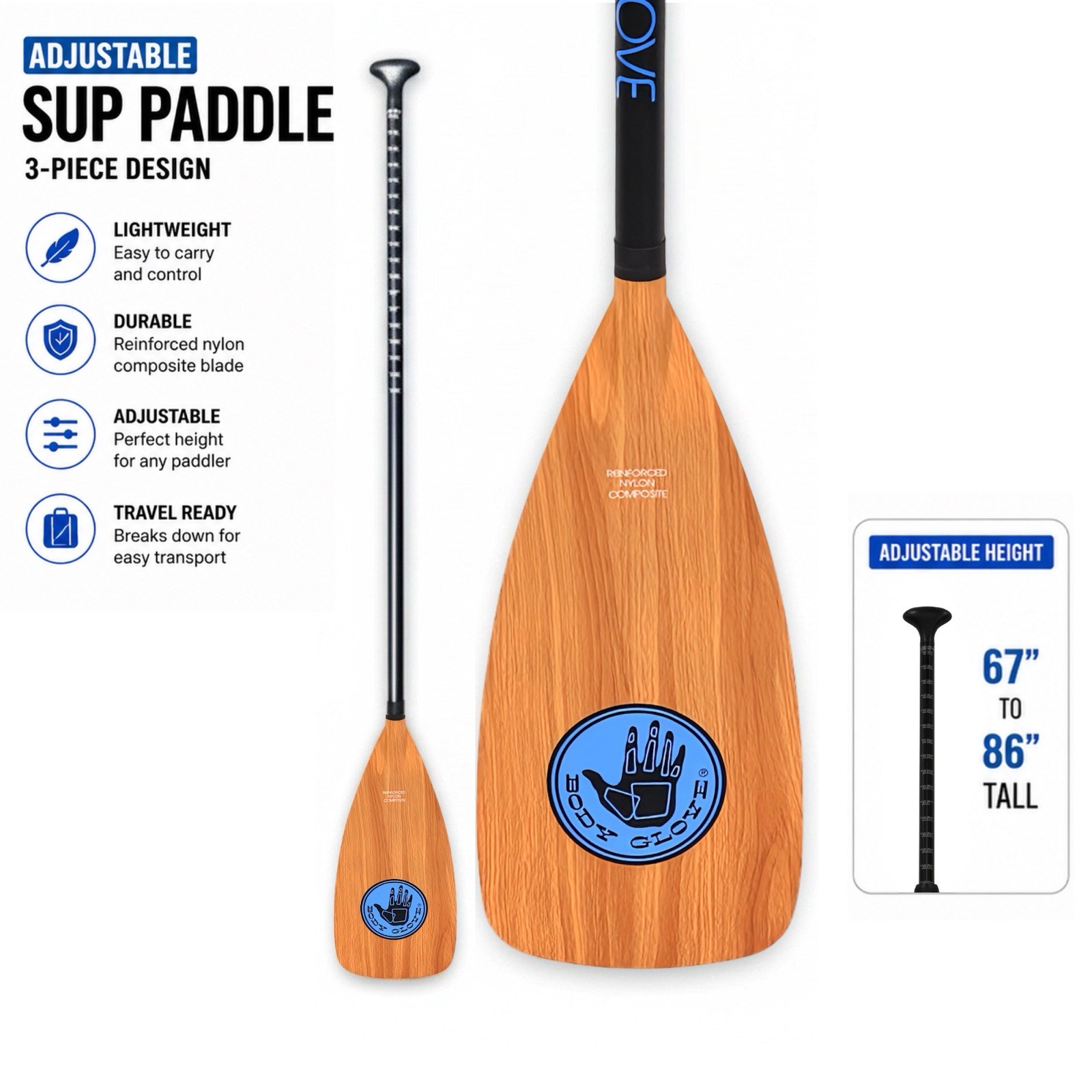 Body Glove 3-Piece Adjustable Floating SUP Paddle – New – Stand Up Paddleboard