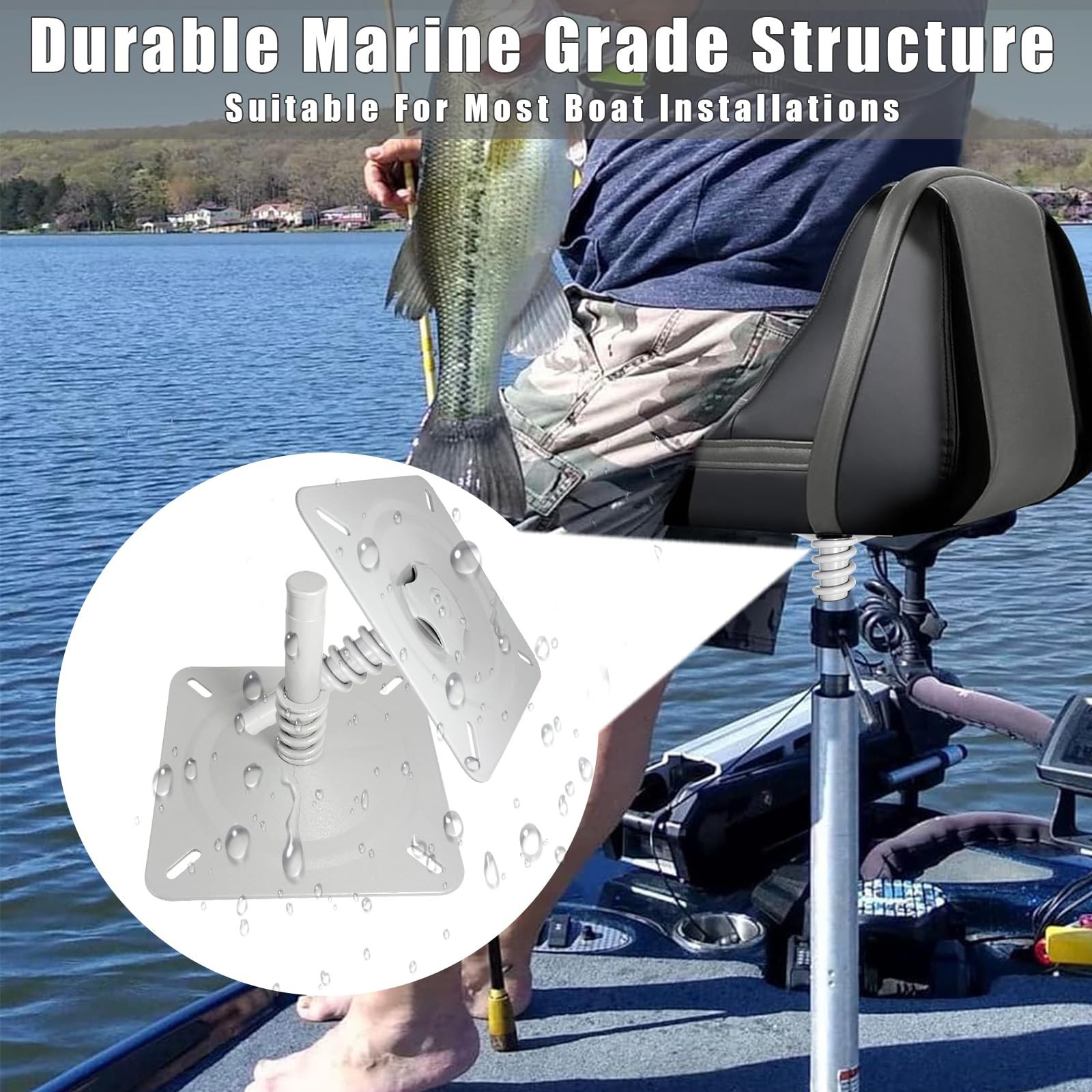 Boat Seat Base Pedestal Boat Seat Pin Mount Plated for 3/4″ Marine Pedesta