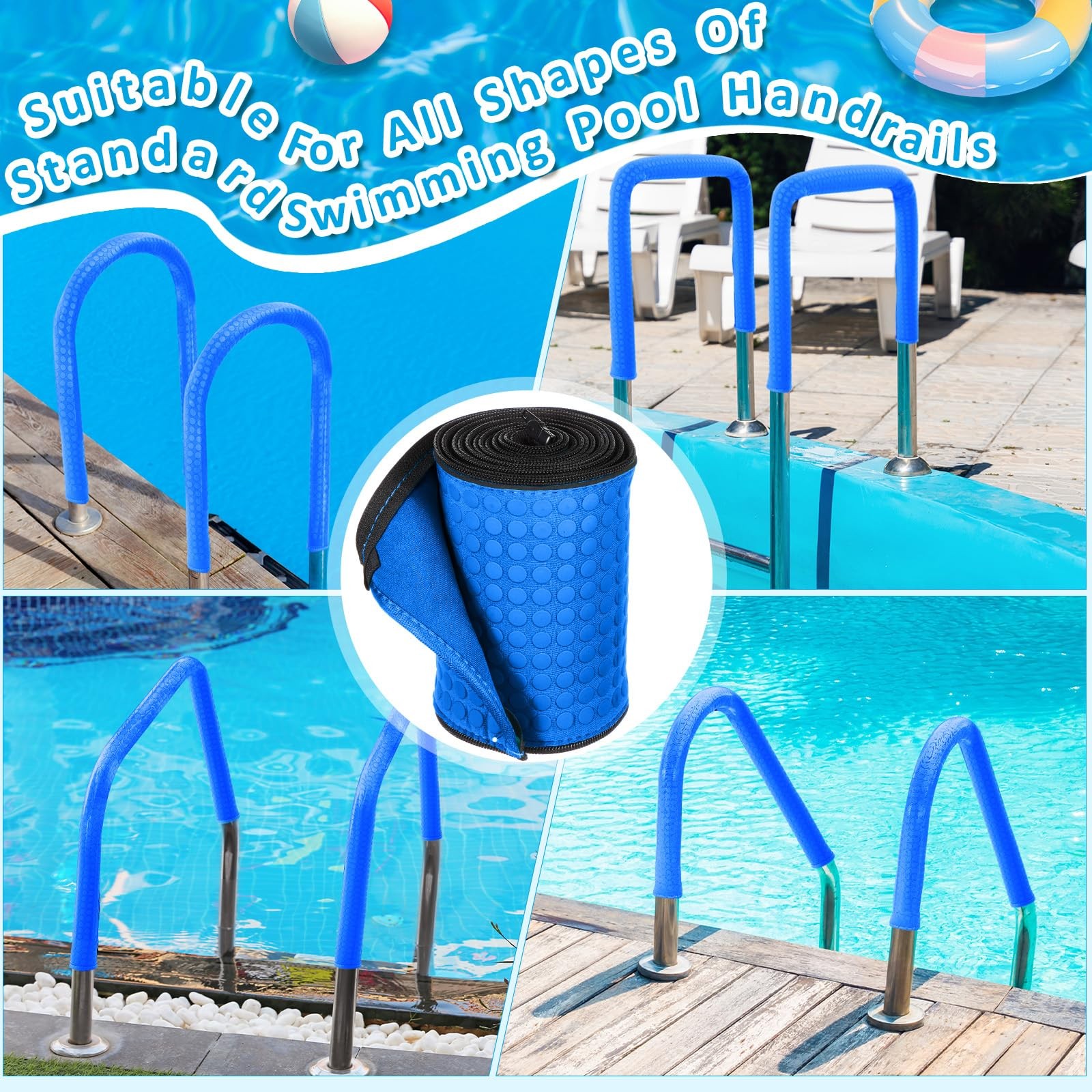 4 ft Pool Handrail Cover with Zippers Anti-Slip for Pool Patio Railing Covers…