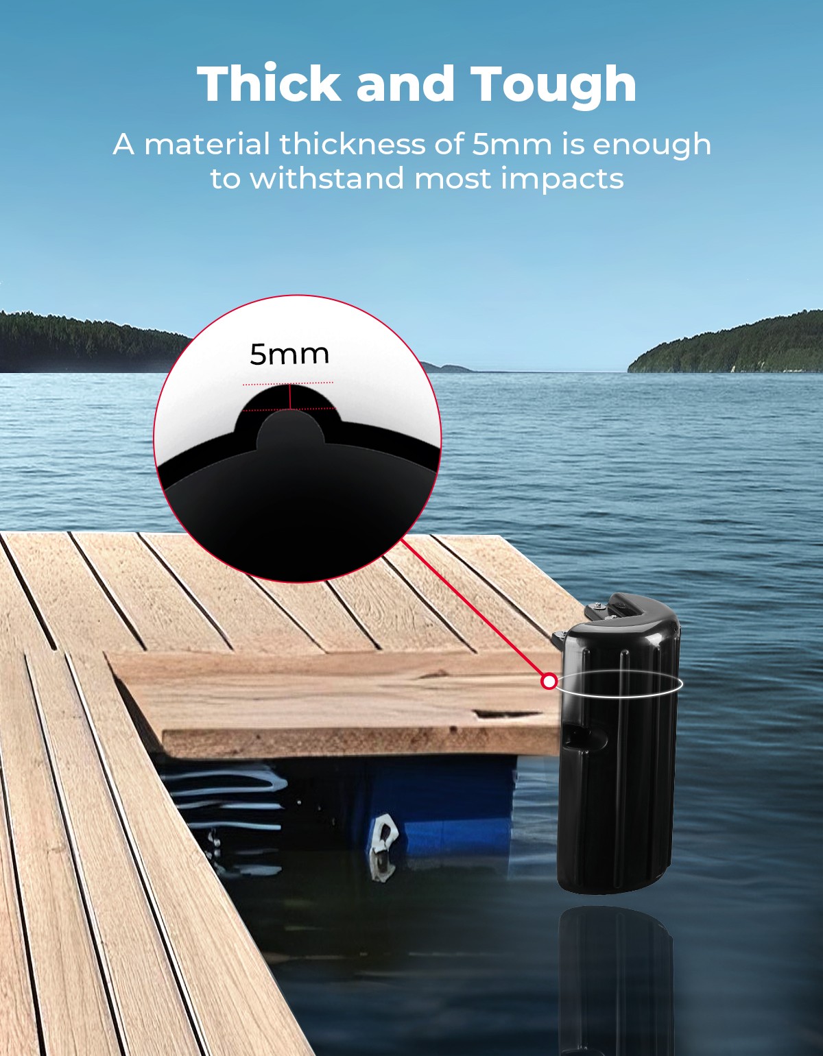 KEMIMOTO 2PCS Dock Boat Bumpers Dock Corner Bumpers Inflatable Marine Fenders