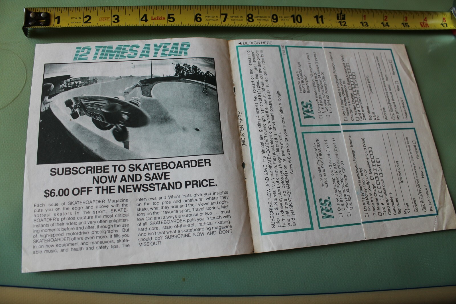 Skateboarder MAGAZINE Sims G&S Dogtown Order Form Vintage 70’s Magazine INSERT