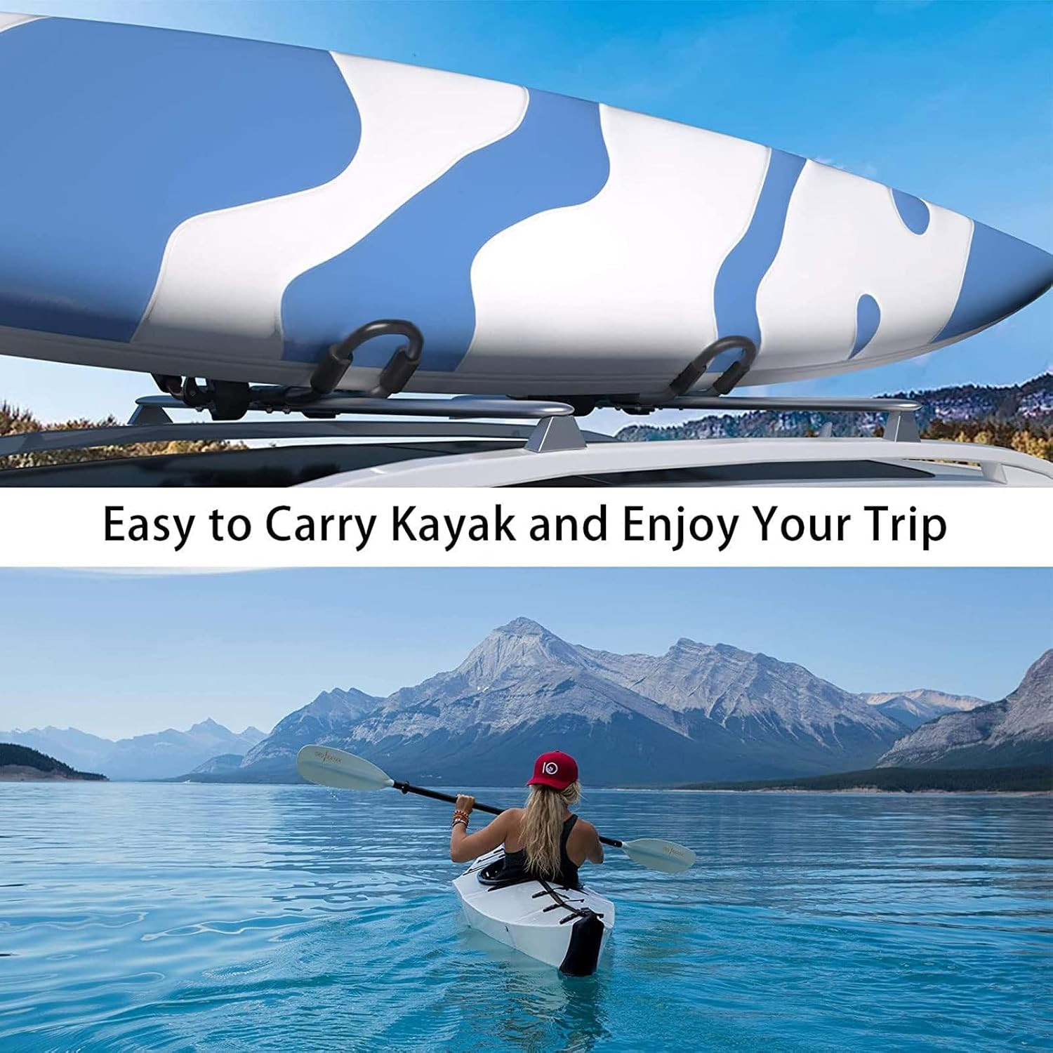 Kayak Roof Rack 4-In-1 Set of 1 for Kayak, Surfboard, Canoe and Ski Board Roofto