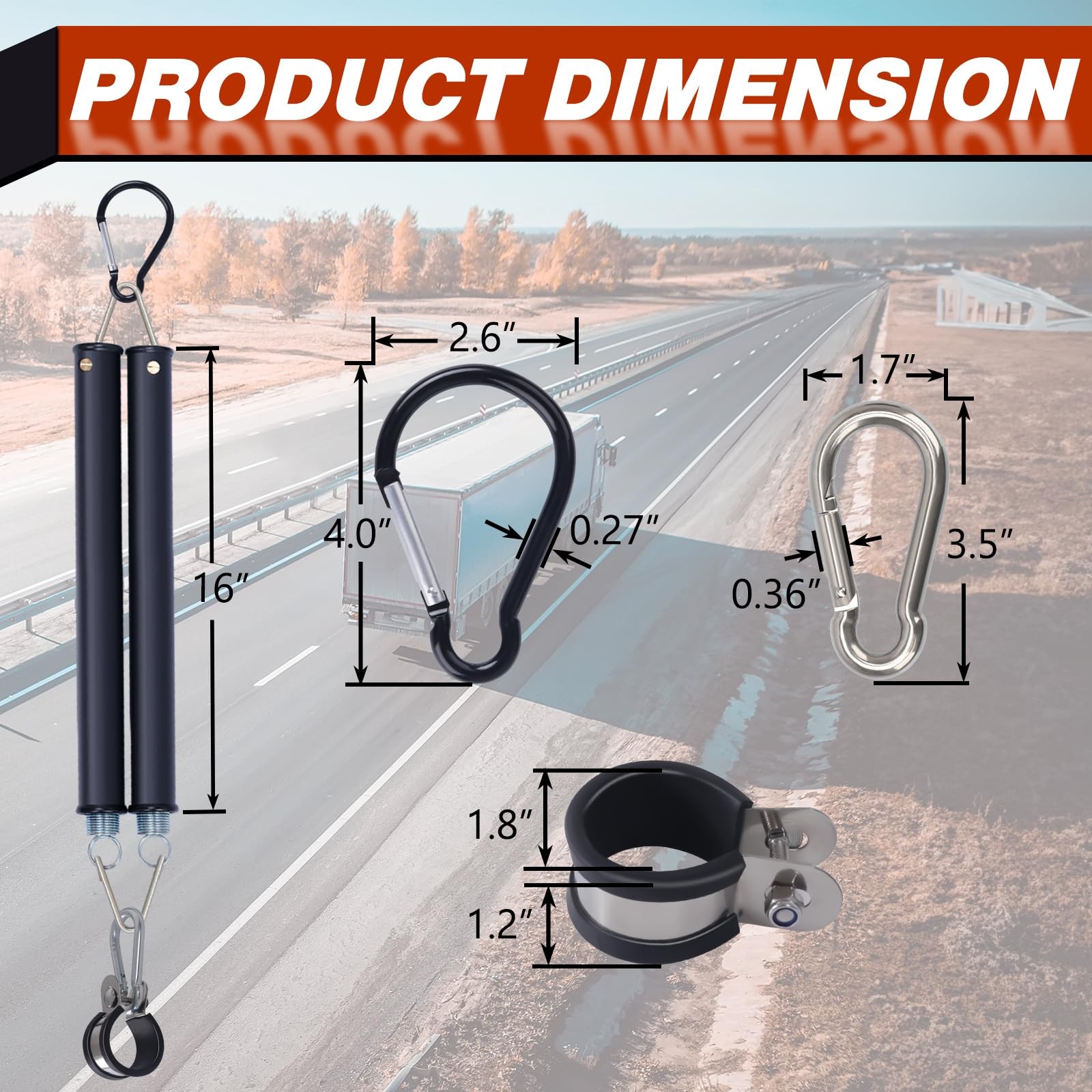 Double Tender Spring Kit with 3in1 Trailer Hose Holder for Semi Truck Lines 16″