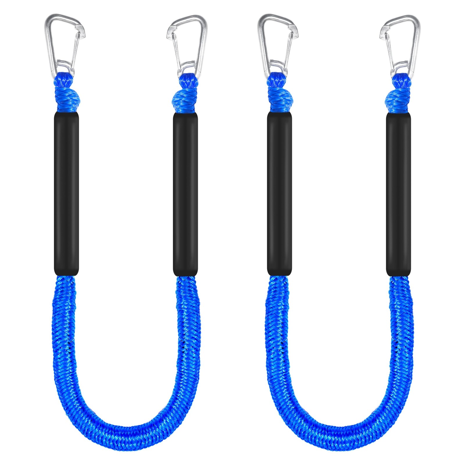 4ft Bungee Dock Lines for Boat, Dock Mooring Ropes, Two Hooks (Blue, 4FT) Blue
