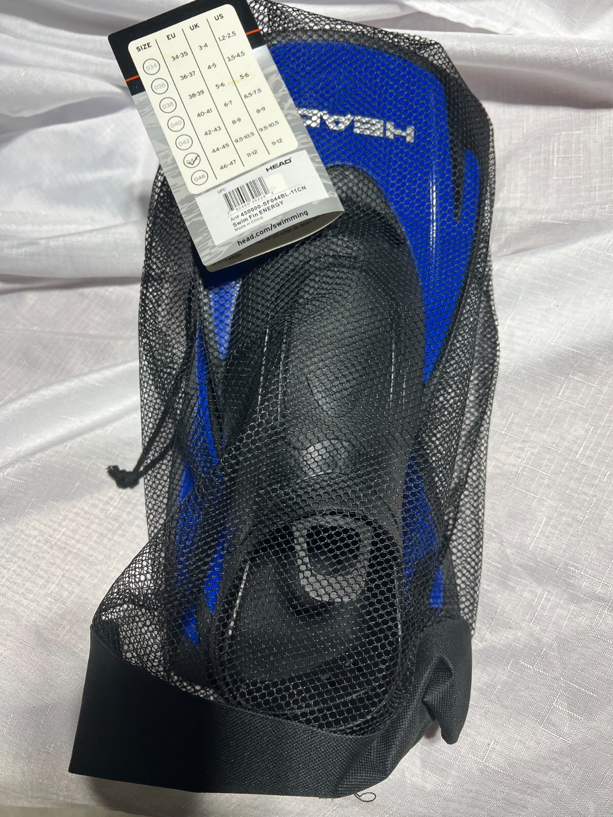 HEAD Energy Adult Training Swim Fins Blue/Black Snorkel Flippers Sz 3.5-12
