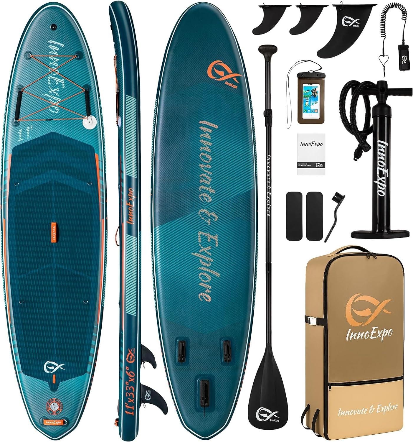 11′ Inflatable Stand Up Paddle Boards with Premium Accessories, Wide Stable