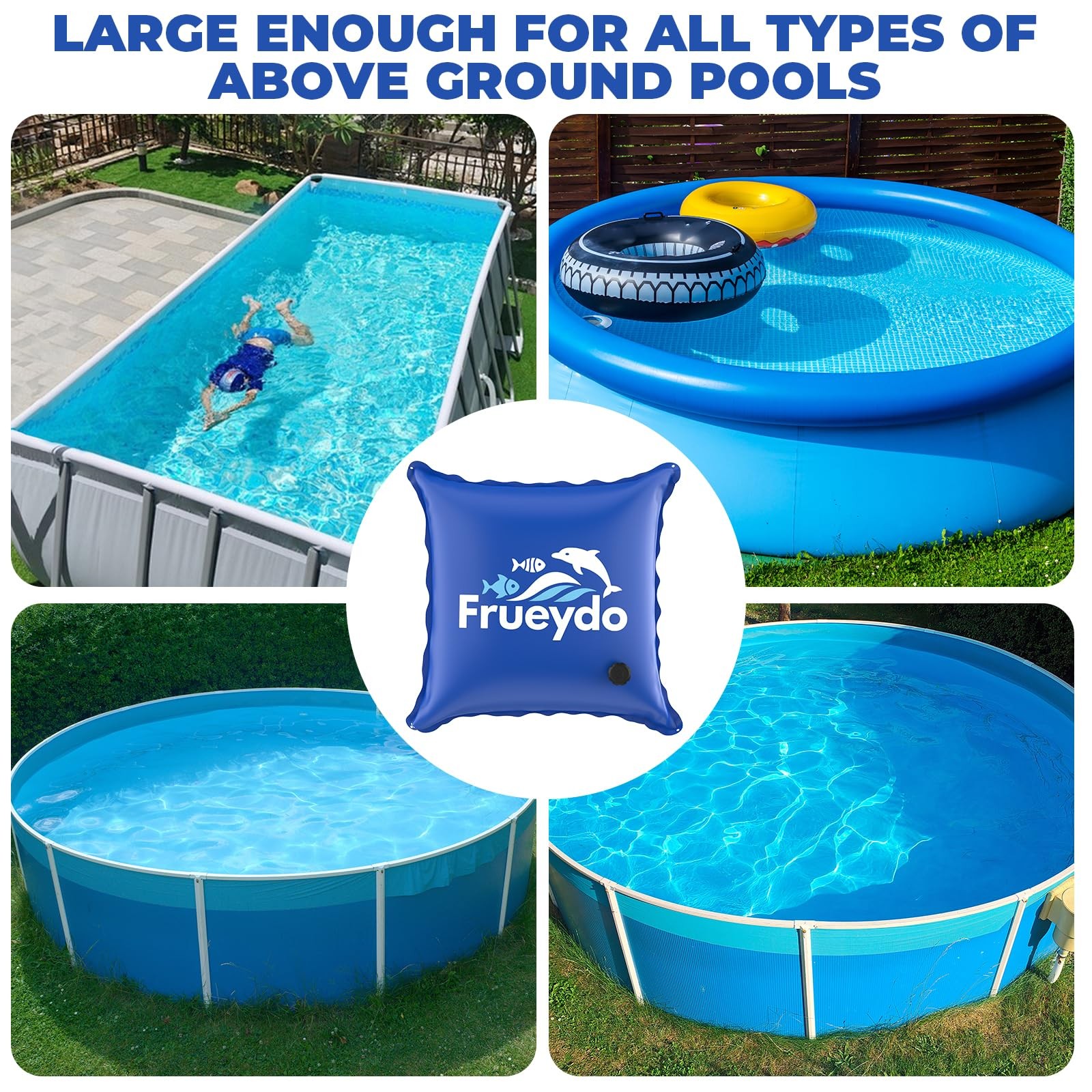 Inflatable Pool Pillow for Above Ground Pool 4×4 Ft – Heavy Duty Air Pillow f…