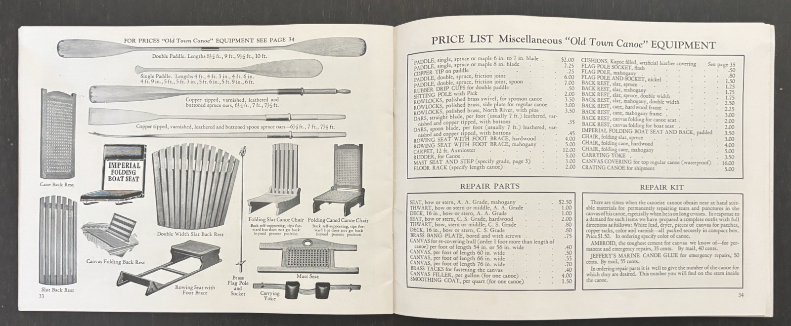 OLD TOWN CANOES & BOATS 1934 CATALOG