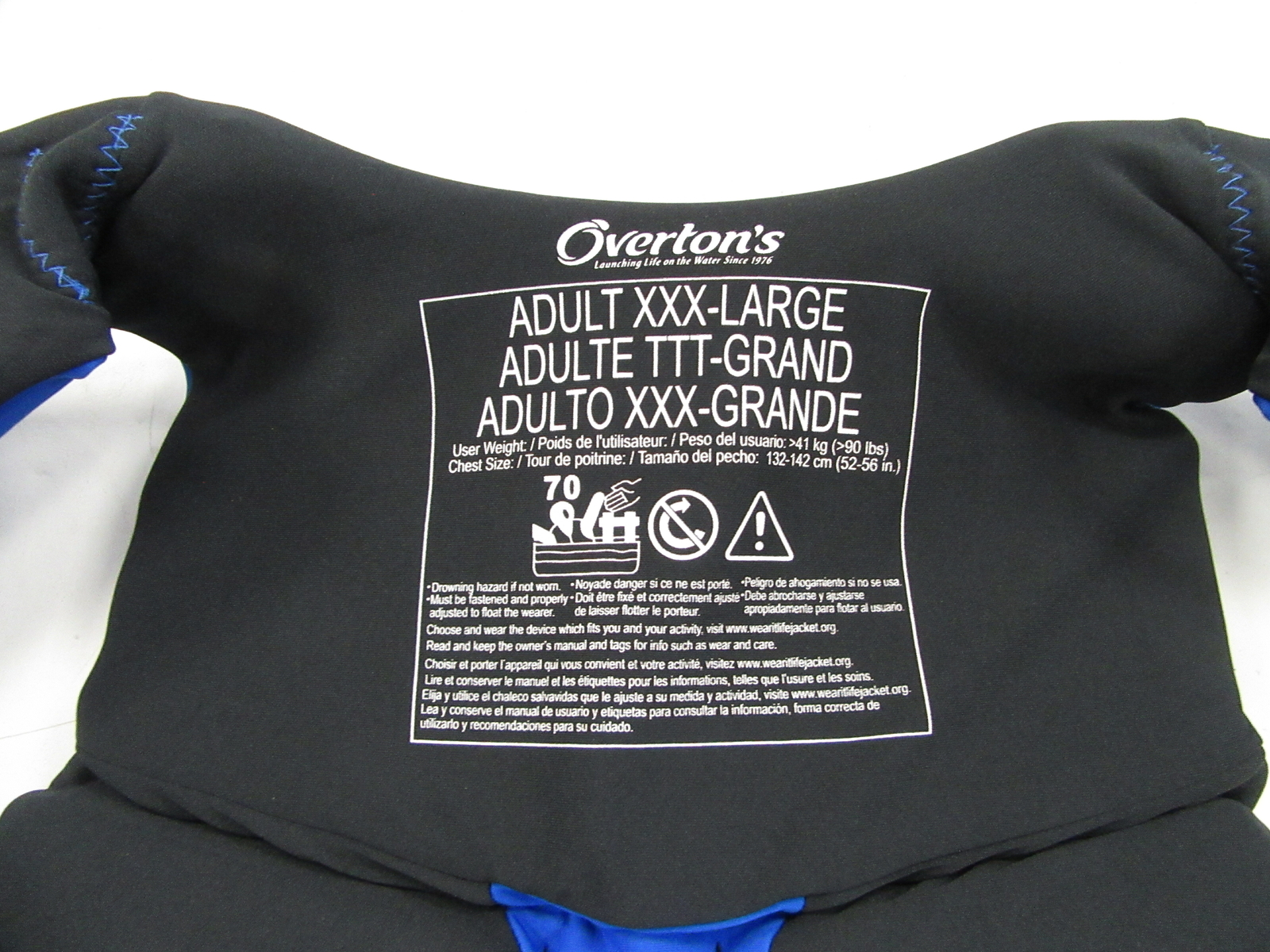 OVERTON’S MEN’S BIOLITE LIFE JACKET SIZE XXX-LARGE 142211-500-020-21 BLUE BOAT