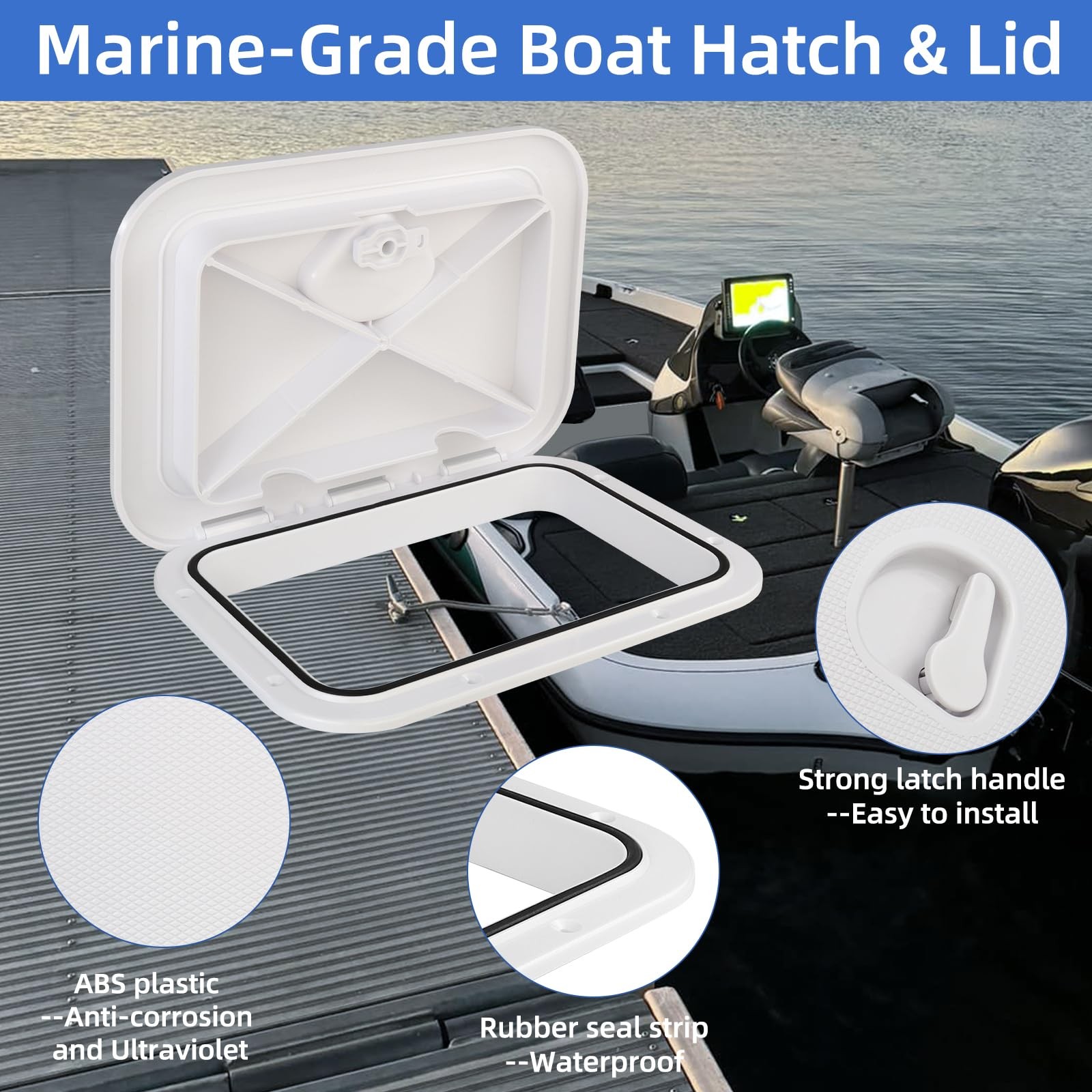 Marine Boat Hatch Deck Cover Lid,Marine Access & 14×10.8″, White